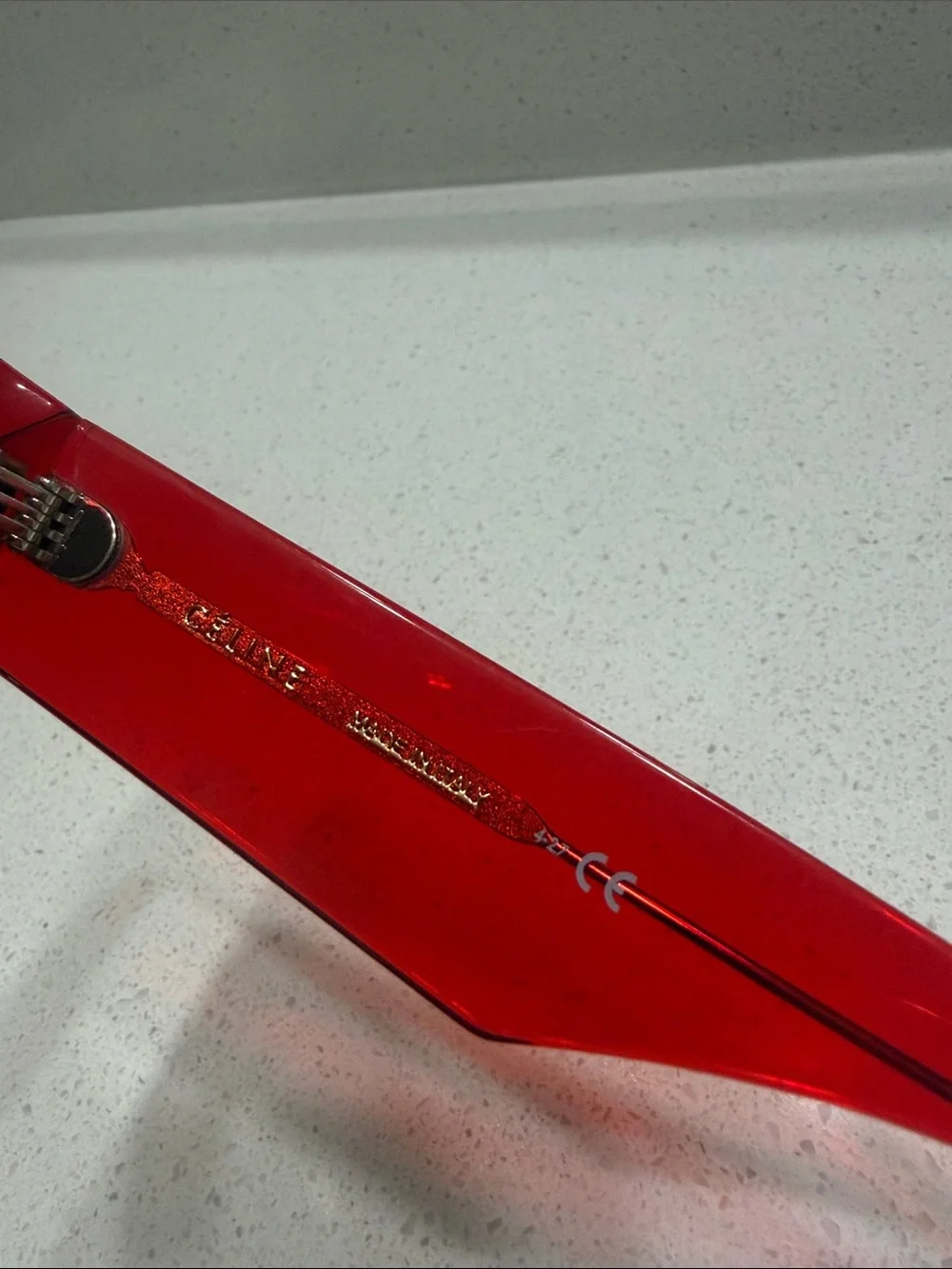 Celine CL0030F Red Shield square sunglasses